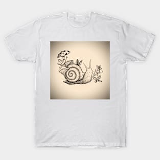 Snail Mushroom Design T-Shirt